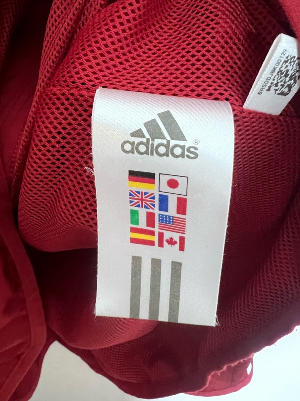 Adidas Men’s Red White Stripe Climaproof Full Zip Windbreaker - Picture 5 of 5